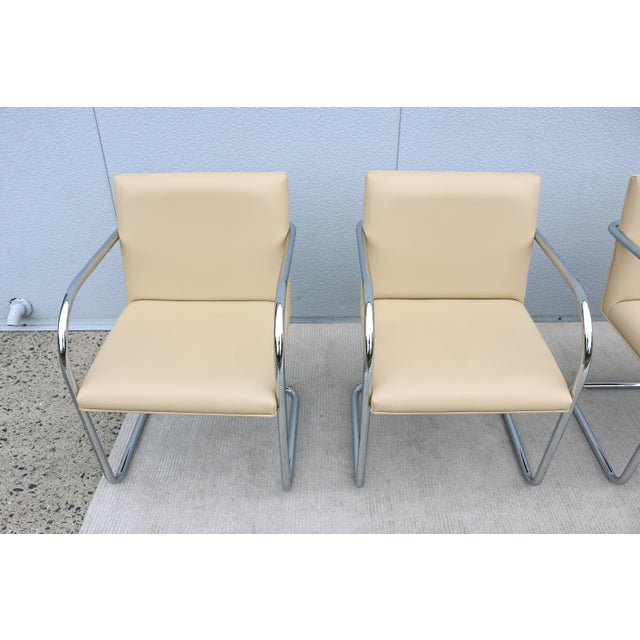 Ludwig Mies Van Der Rohe Brno Tubular Chairs in Beige Leather by Gordon, Set of 4 For Sale - Image 13 of 18