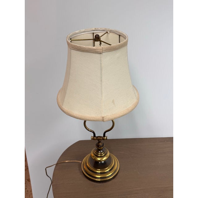 Lyre Form Brass Tone Table Lamp, Vintage For Sale In San Francisco - Image 6 of 12