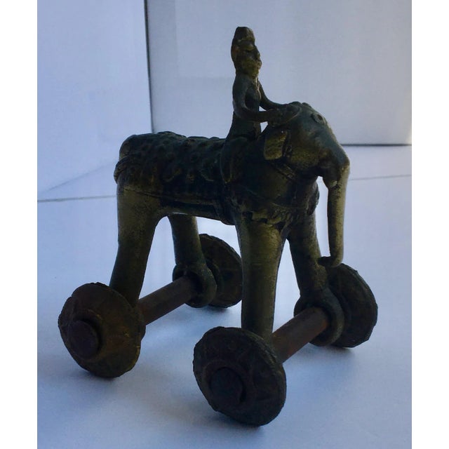1970s 1970s Brass Elephant on Wheels Figurine - For Sale - Image 5 of 8