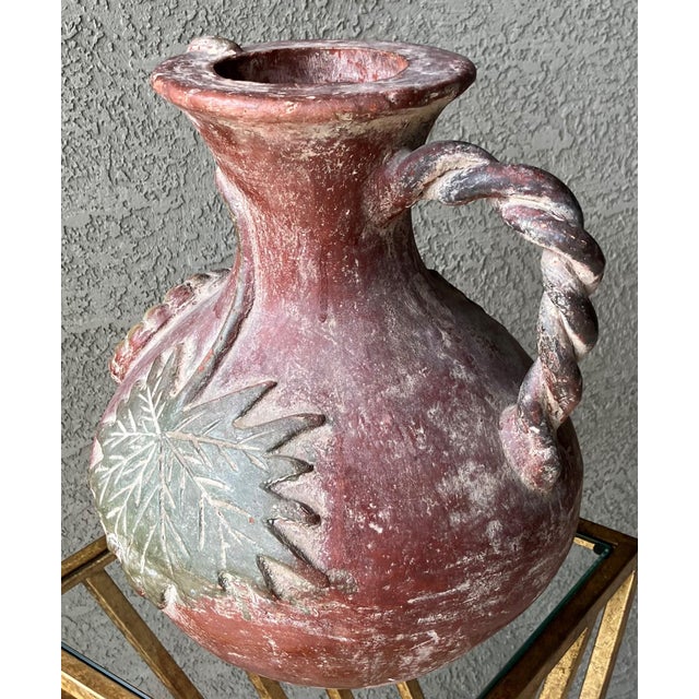 Mexican Late 20th-Century Barro Rojo (Red Clay) Braided Handle Pottery Vessel / Vase, Mexico For Sale - Image 3 of 18