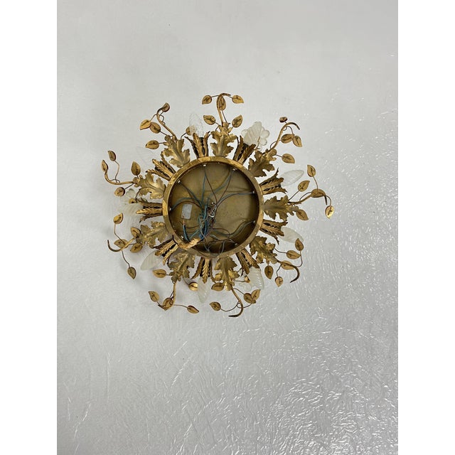 Gold Large 15-Light Ceiling Lamp in Gold-Plated Wrought Iron and Colored Crystals from Banci Firenze, 1980s For Sale - Image 8 of 13