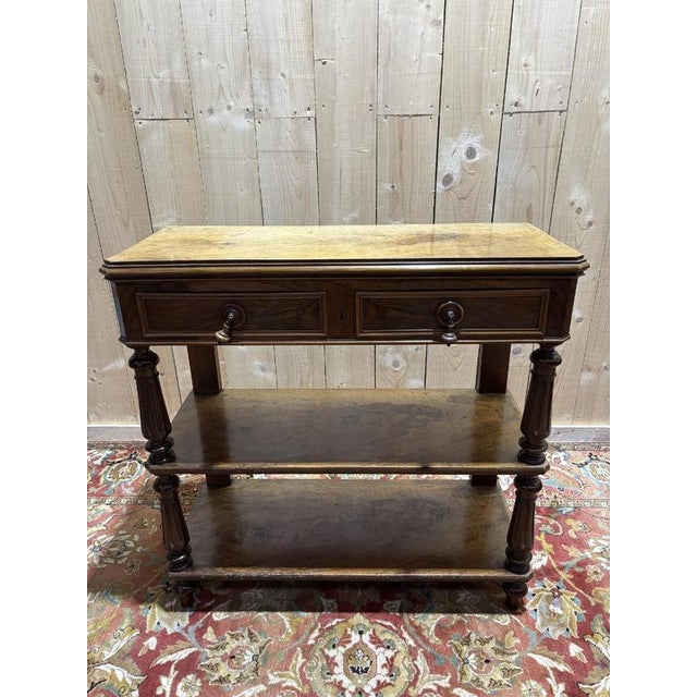 Napoleon III Console Table in Walnut and Veneer For Sale - Image 11 of 11