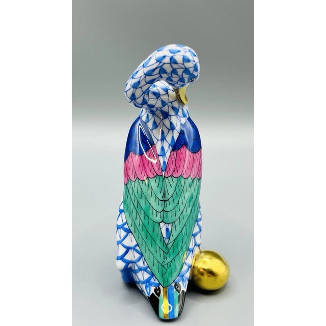 Celebrate the artistry of fine Hungarian porcelain with this **Vintage Mid-Century Modern (MCM) Herend Blue Fishnet Goose...
