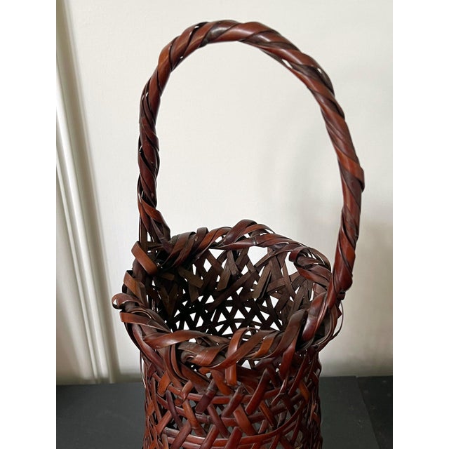 Wood Japanese Bamboo Basket Ikebana Suzuki Gengensai For Sale - Image 7 of 13