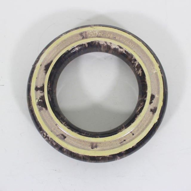 Large Vintage Pansy Ring German Pottery Ikebana Flower Frog Vase, Circular Ceramic Holder For Sale - Image 6 of 9