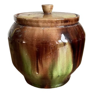 Covered Pot in Glazed Terracotta For Sale