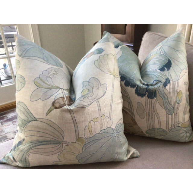 Not Yet Made - Made To Order G.P and J Baker Nympheus in Frost and Sea Down Filled Pillows - a Pair For Sale - Image 5 of 7