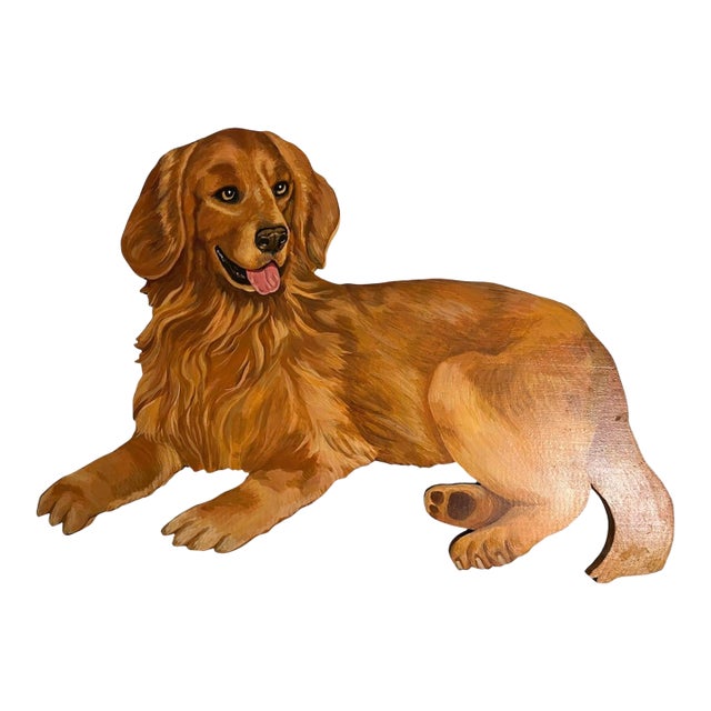 Vintage Original Painting Golden Retriever Dog For Sale