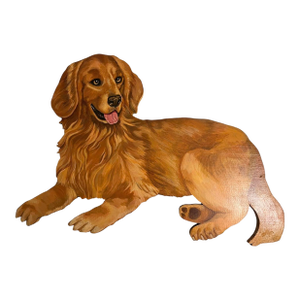 Vintage Original Painting Golden Retriever Dog