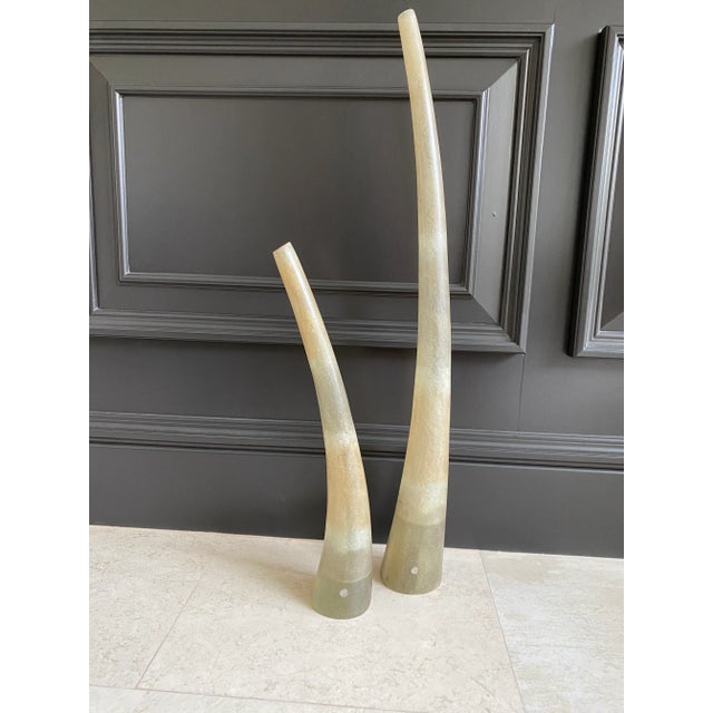 Taupe Vintage Made in Spain Modernist Objects With Appearance of Horn by Luisa Robinson - A Pair For Sale - Image 8 of 17