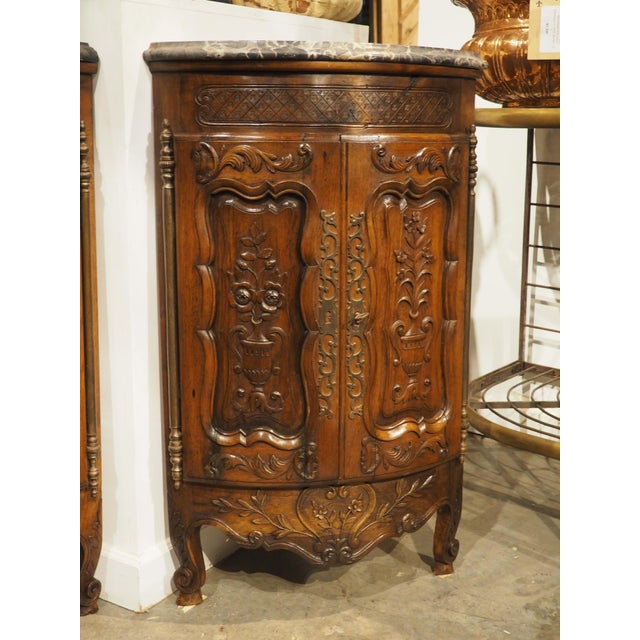 Pair of Sculpted Antique Walnut Corner Cabinets From Provence, France, C. 1900 For Sale In Dallas - Image 6 of 18