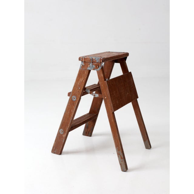 Antique Folding Wooden Step Ladder For Sale - Image 14 of 16