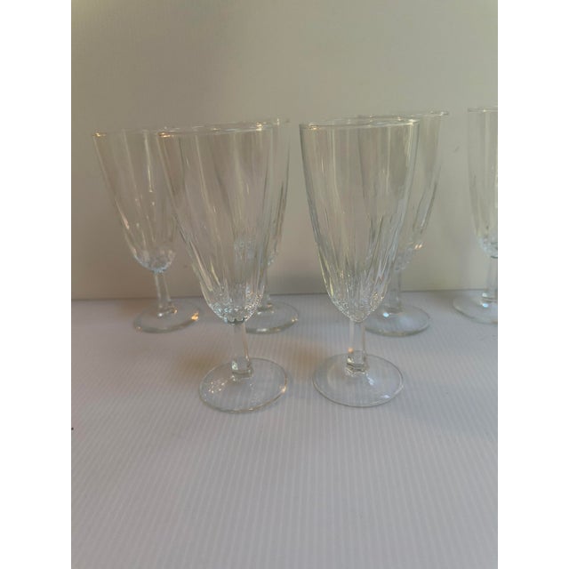 1970s "Diamant" Crystal d'Arques-Durand France 6" Tall Champagne Fluted Set of Six(6) For Sale - Image 9 of 18