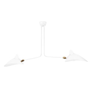 Mid-Century Modern White Ceiling Lamp with Two Fixed Arms by Serge Mouille For Sale