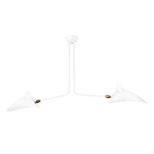 Mid-Century Modern White Ceiling Lamp with Two Fixed Arms by Serge Mouille For Sale