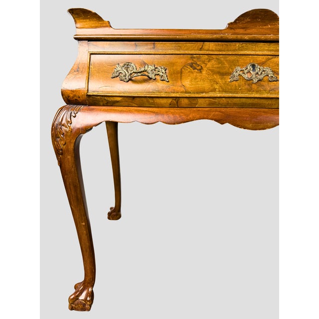 Wood 1970s Italian Wood Burl Wood Tea Table One Drawer For Sale - Image 7 of 16