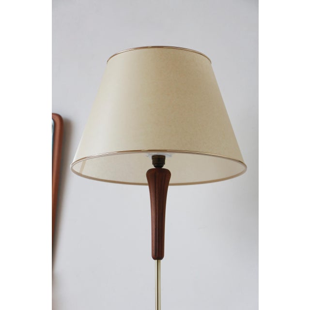Mid-Century Modern Vintage Teak and Brass Floor Lamp, 1960s For Sale - Image 3 of 17