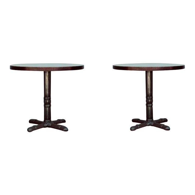 Polished Steel and Antiviral Raw Copper Top Gueridon Tables - a Pair For Sale