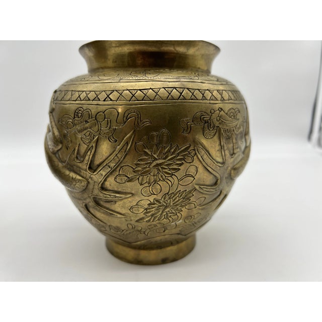 Pair of Antique Chinese Cast Brass Vases, Circa 1900 For Sale - Image 9 of 12