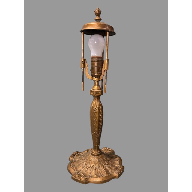 Metal Vintage Antique Reverse Painted Landscape Panel Table Lamp For Sale - Image 7 of 11