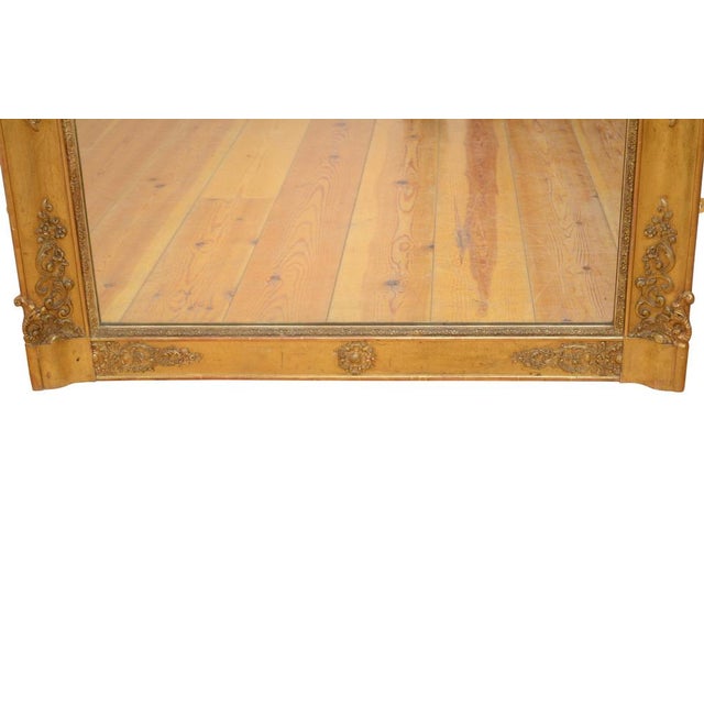 Excellent french overmantel mirror / wall mirror with original foxed glass in cushion moulded and scroll decorated...