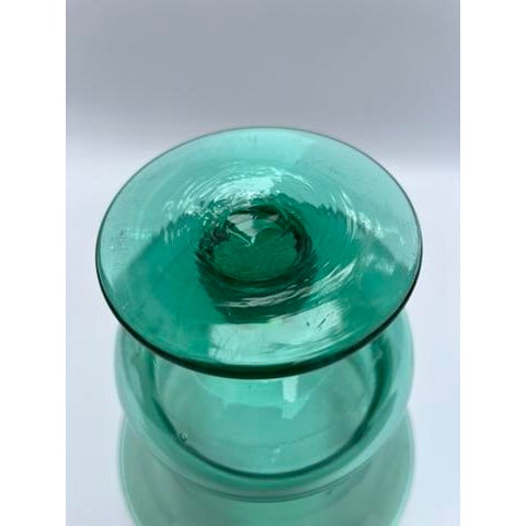 Footed Green Glass Vase For Sale - Image 6 of 8