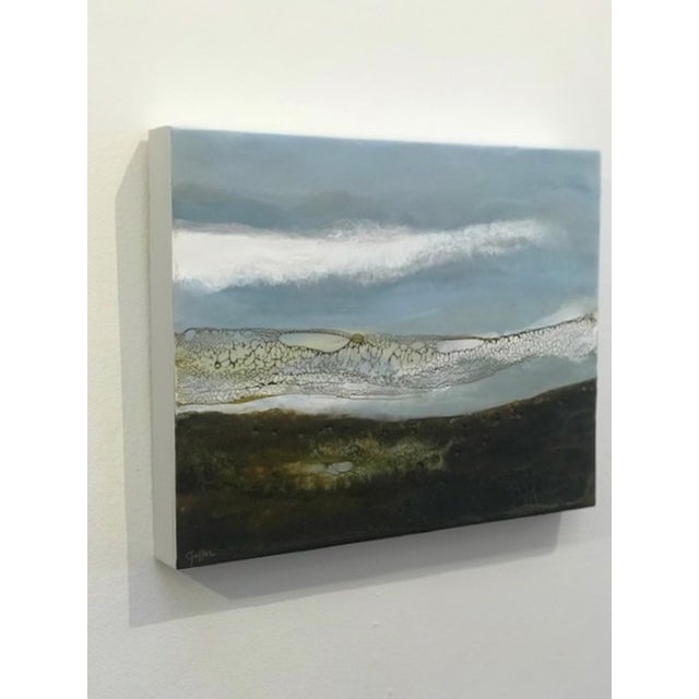 Abstract Earth Sky Sea by Carrie Goller | Encaustic/Mixed Media on Wood Panel Abstract landscape of earth, sky, and sea. For Sale - Image 3 of 4