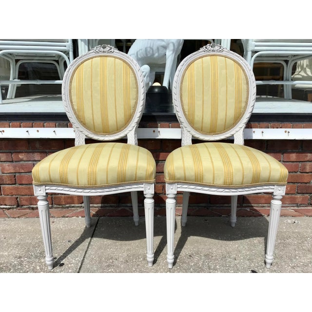 French Classic French Louis XVI Side Chairs - a Pair For Sale - Image 3 of 11