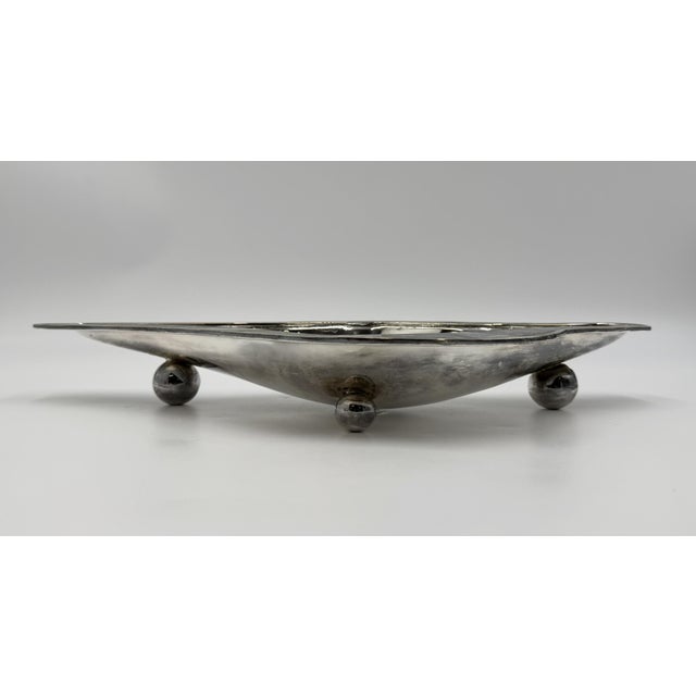 Silver Mid 20th Century Los Castillo Taxco Modernist Silver Plate Malachite & Lapis Centerpiece Bowl For Sale - Image 8 of 18