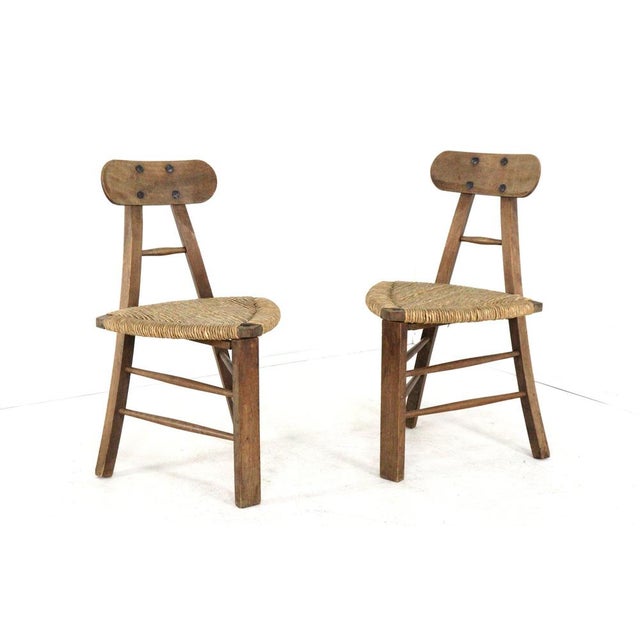 Wood Brutalist Tripod Chairs, Set of 2 For Sale - Image 7 of 18