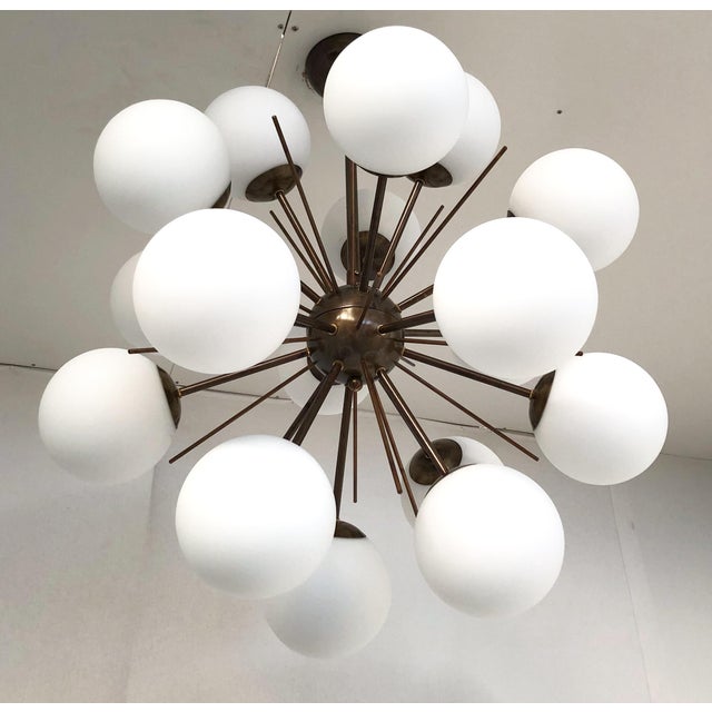 Fabio Ltd 21st Century Diciotto Bronze Matte White Murano Sputnik Chandelier by Fabio LTD For Sale - Image 4 of 7