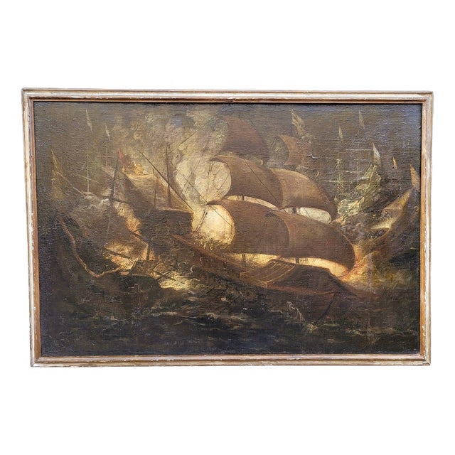 Battle of Lepanto, Oil on Canvas, 17th Century, Framed For Sale