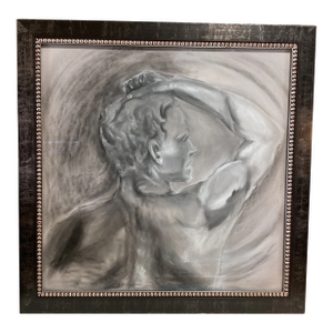 Late 20th Century Figural Male Framed Charcoal Drawing