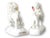 Rare pair of mid-19th century English Staffordshire porcelain lamb figures, each modeled standing with textured woolly...