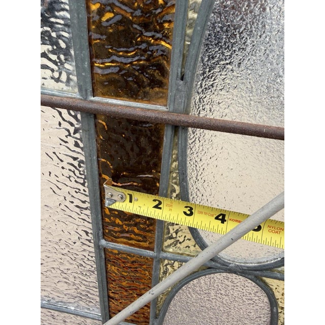Antique Victorian Amber Stained Leaded Glass Double Window Converted to Door For Sale - Image 18 of 18