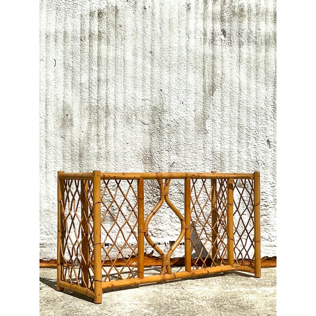 Mid 20th Century Vintage Coastal Woven Rattan Dining Table Pedestal For Sale - Image 5 of 5