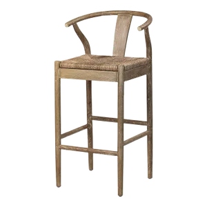 Hudson Oak & Seagrass Bar Stool