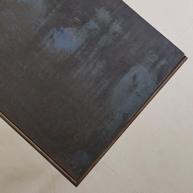 Metal French Industrial Steel Console Table with Gear Detail, 1950s For Sale - Image 7 of 11