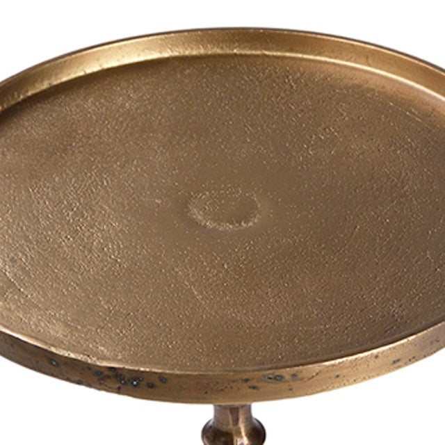 Retro Style Brass Finish Pedestal Side Table For Sale In Los Angeles - Image 6 of 7
