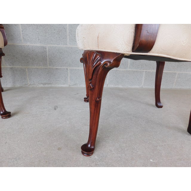 Southwood Georgian Queen Anne Style Fireside Accent Arm Chairs - A Pair For Sale - Image 13 of 18
