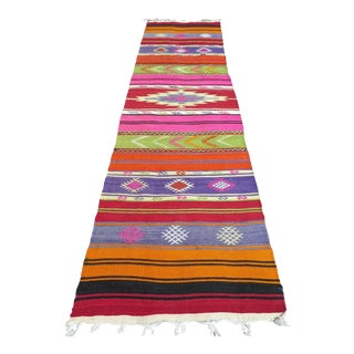 1960's Turkish Hand-Knotted Kilim Runner- 24"x94" For Sale