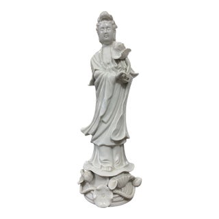 Vintage Blanc De Chine Guanyin Porcelain Statue For Sale
