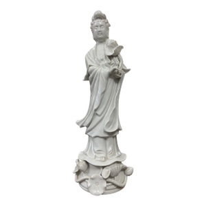 Vintage Blanc De Chine Guanyin Porcelain Statue
