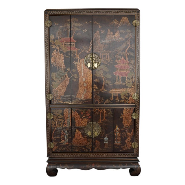Vintage Henredon Folio 10 Chinoisere Armoire For Sale