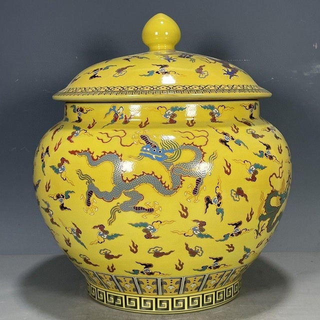 Famille Rose Porcelain Lidded Dragon Ginger Jar For Sale - Image 9 of 9