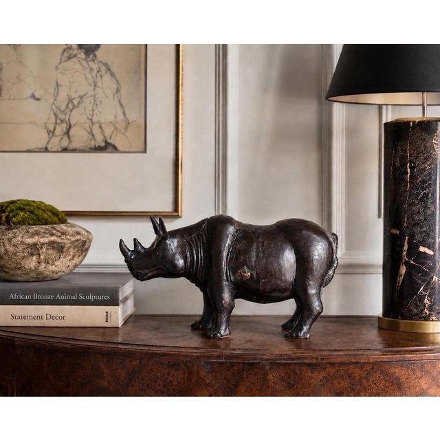 Handcrafted Bronze Rhinoceros Sculpture, 1960s For Sale - Image 3 of 15