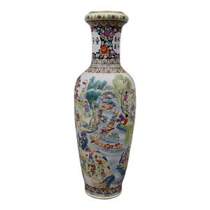 Vtg. Large Size Chinese Floor Vase W/Painted Children Playing "100 Children"