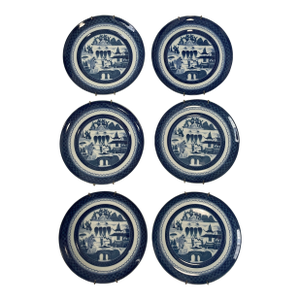 Mid 20th Century Mottahedeh Blue Canton Dinner Plates- Set of 6