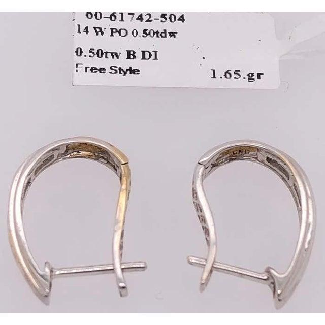 14 Karat White Gold Diamond Half Hoop Latch Back Earrings For Sale In New York - Image 6 of 8