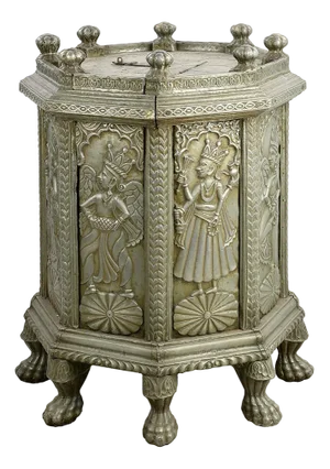 Indian Offering Cabinet in Wood and Brass